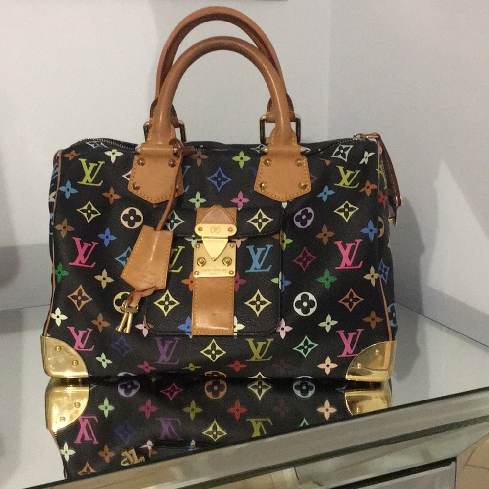Louis Vuitton multicolor black Speedy 30 bag.